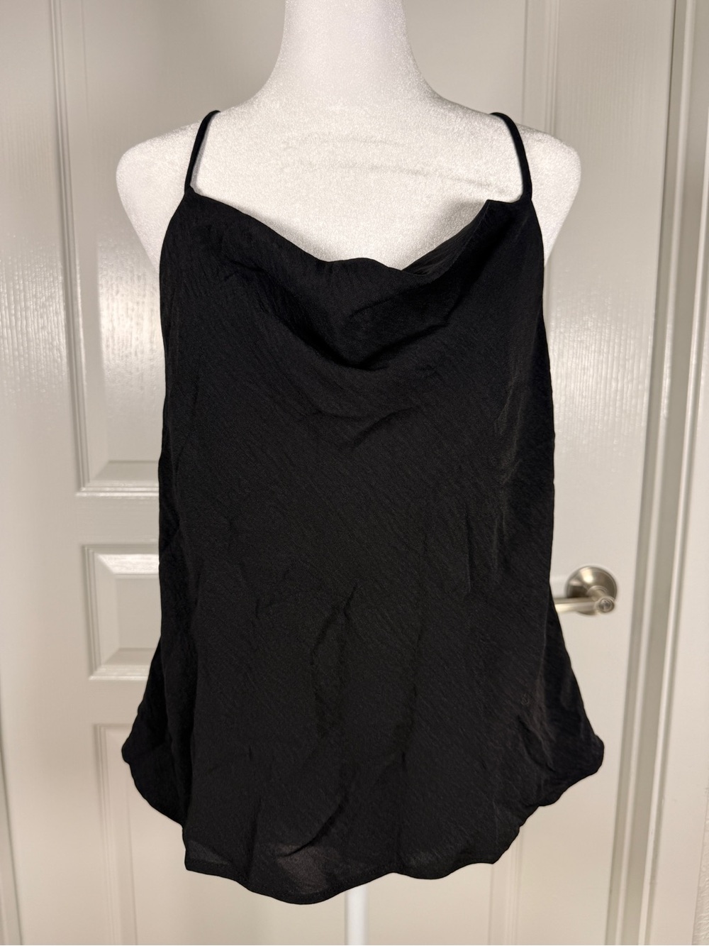 Timing Black Cowl Neck Spaghetti Strap Camisole
